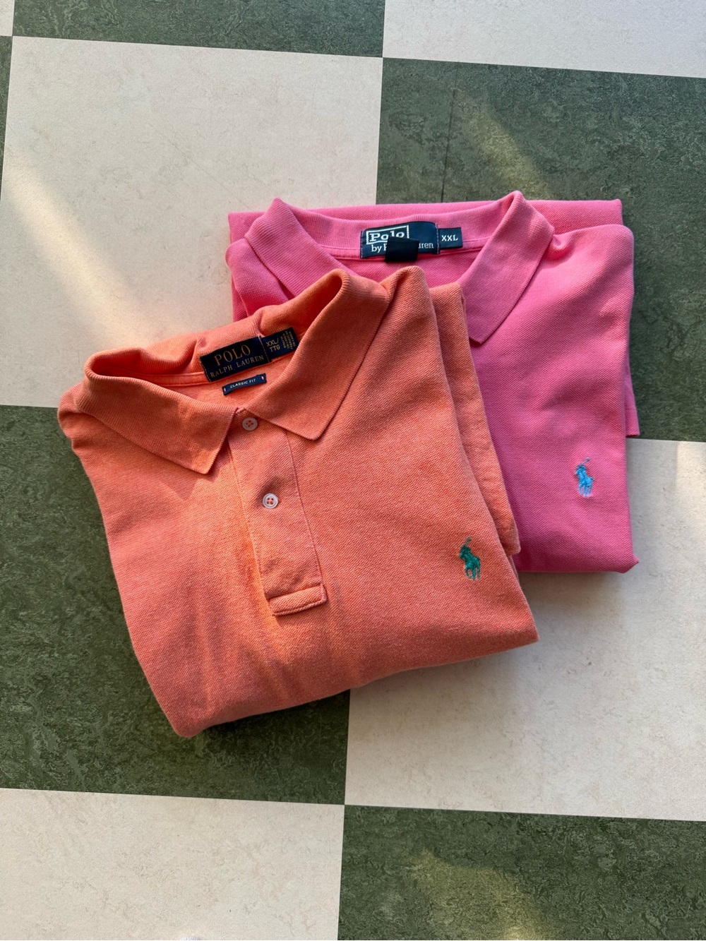 Two Polo by Ralph Lauren Men’s Coral & Pink Polo Shirts, XXL
